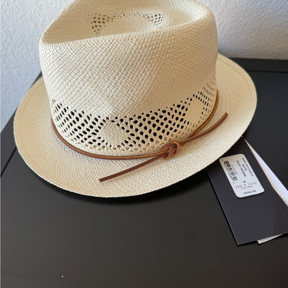 NWT Rag & Bone White Trilby Panama Fedora Straw Hat Retail $250 Made Spain SZ M main image 4